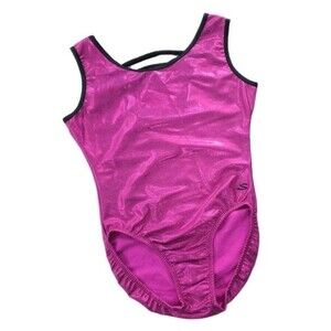 Satara Leos VTG Barbie Pink Shimmer Foil Glitter Accent Dance Leotard AL Adult L